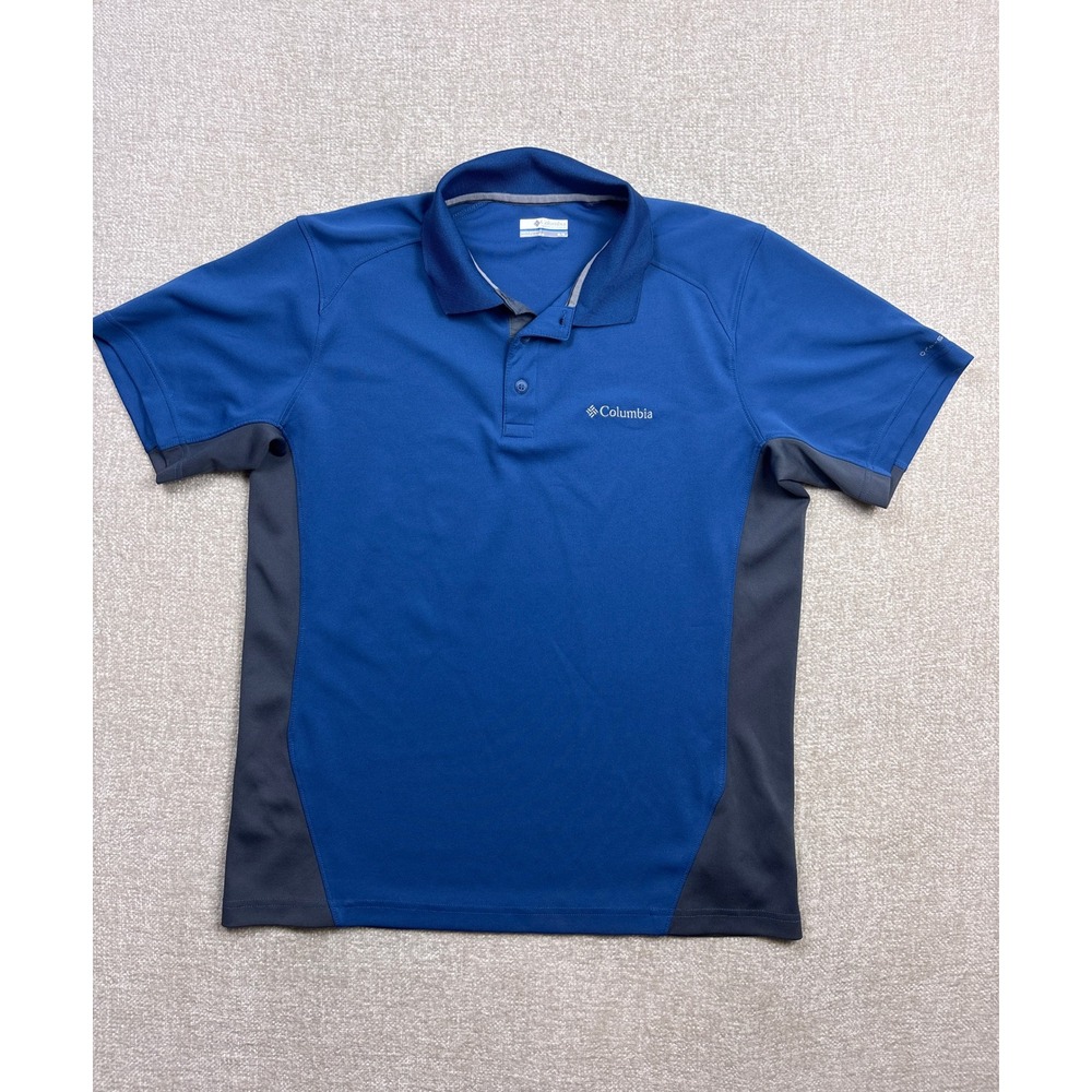 Columbia Mens Blue Grey Omni-Shade Performance Polo Shirt Size M